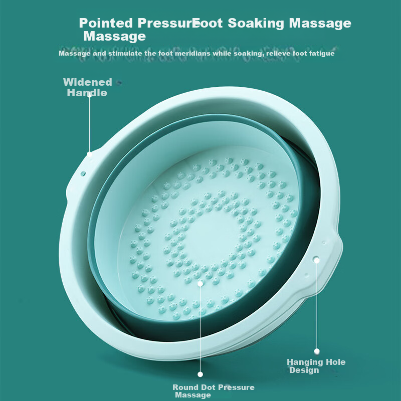 Xingfang Foldable Thick Insulated Foot Soaking Bucket with Massage Function, Home Use One-Touch Folding TPR Material