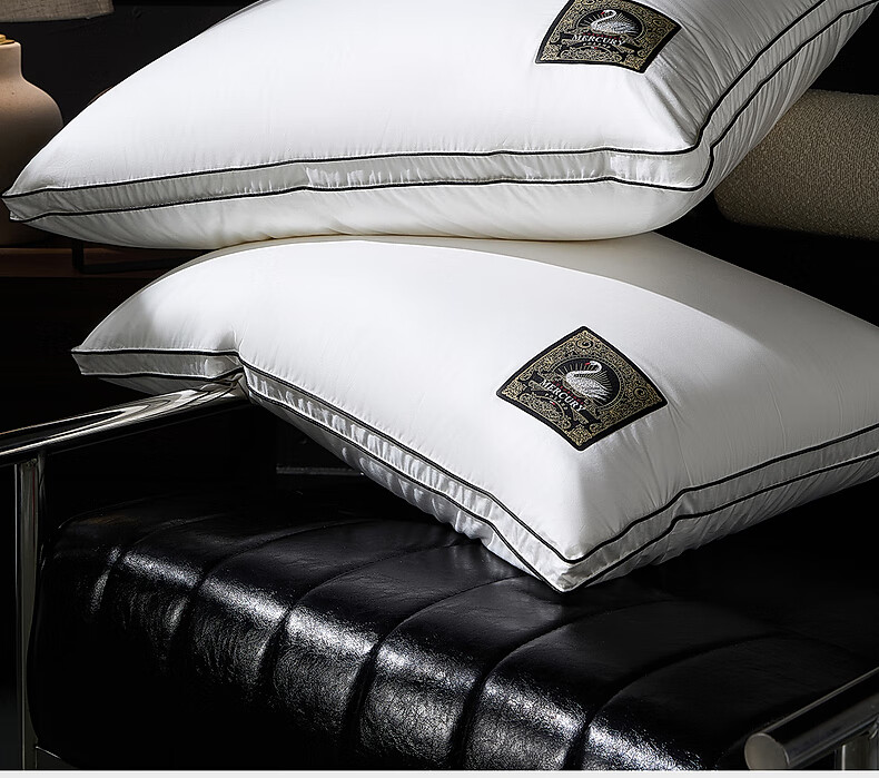 Mercury Home Textiles Pillow 95% White Goose Down Pillow Five-Star Hotel Down Pillow 120-Thread Count Class A Neck Support Cervical Pillow Single 2