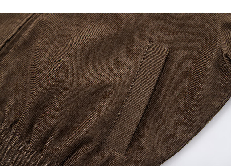Demana [Gentle Velvet] Autumn Minimalist Retro Lapel Corduroy Elastic Hem Loose Petite Women's Jacket 5