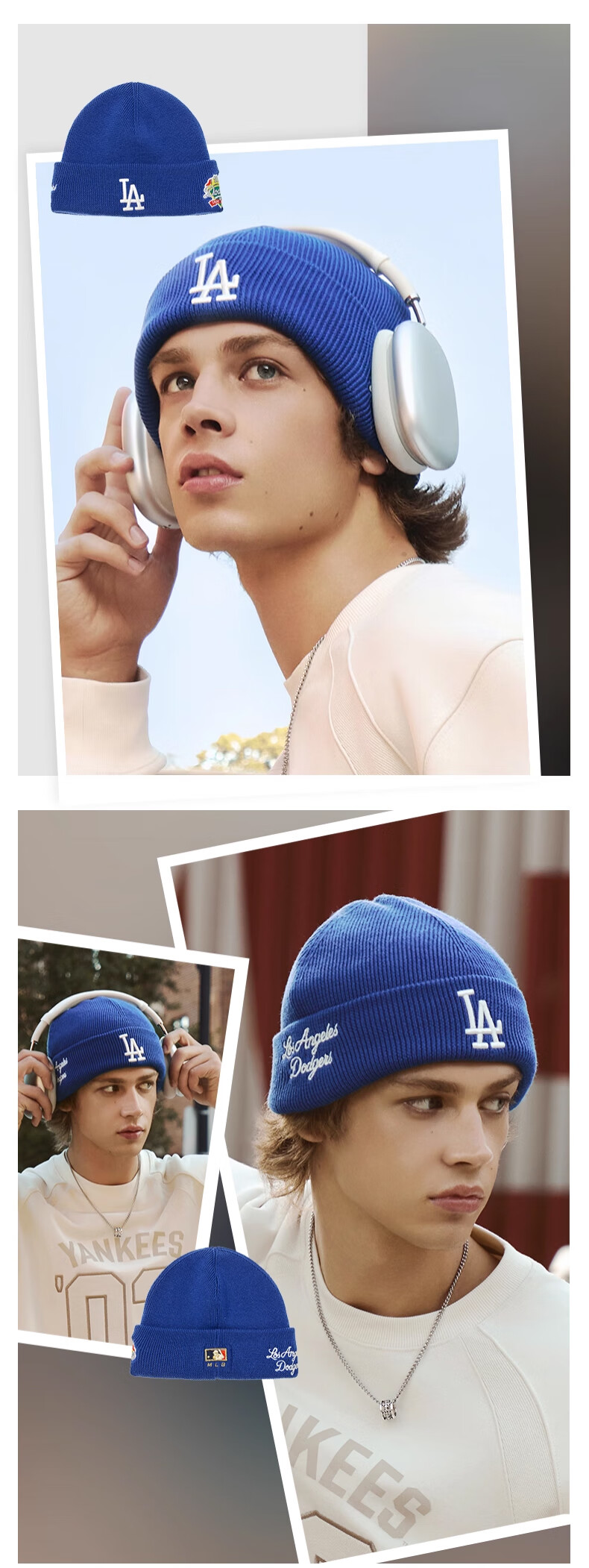 MLB Unisex Knit Beanie Hat 25 Autumn Winter New Woolen Comfortable Cap 3ABNV0556-50BKS-F 4