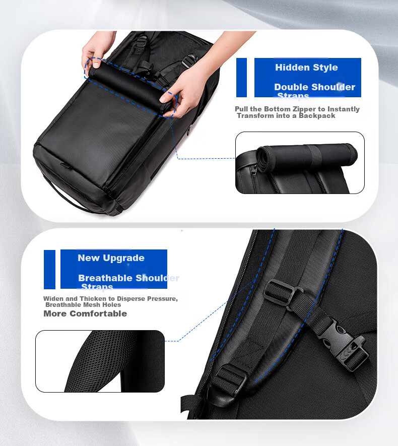 VICTORIATOURIST Multifunctional Travel Bag for Men, Large Capacity Sports Fitness Bag, Handbag with Wet And Dry Separation, Short-Trip Business Trip Backpack 9