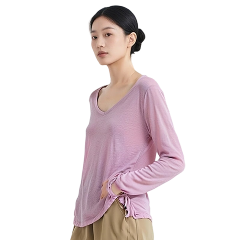 LangSha Women's Long Sleeve Breathable Slim Fit Casual Sports Yoga Top Layer Shirt