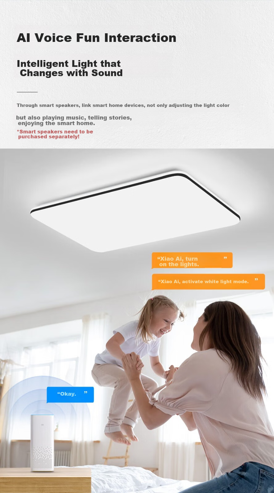 NVC LED Ceiling Light Full House Package, Three Bedrooms Two Living Rooms, Living Room Bedroom Dining Room Lighting, Intelligent Comfortable Main Light 2