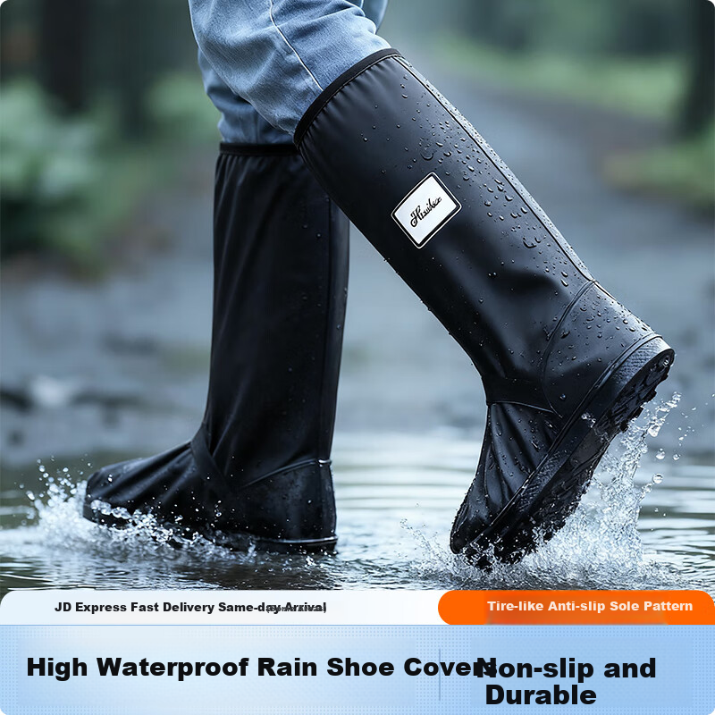BWNK Waterproof Rain Shoe Covers Thickened Anti-Sand Durable High-Cut Unisex Shoe Covers Size S