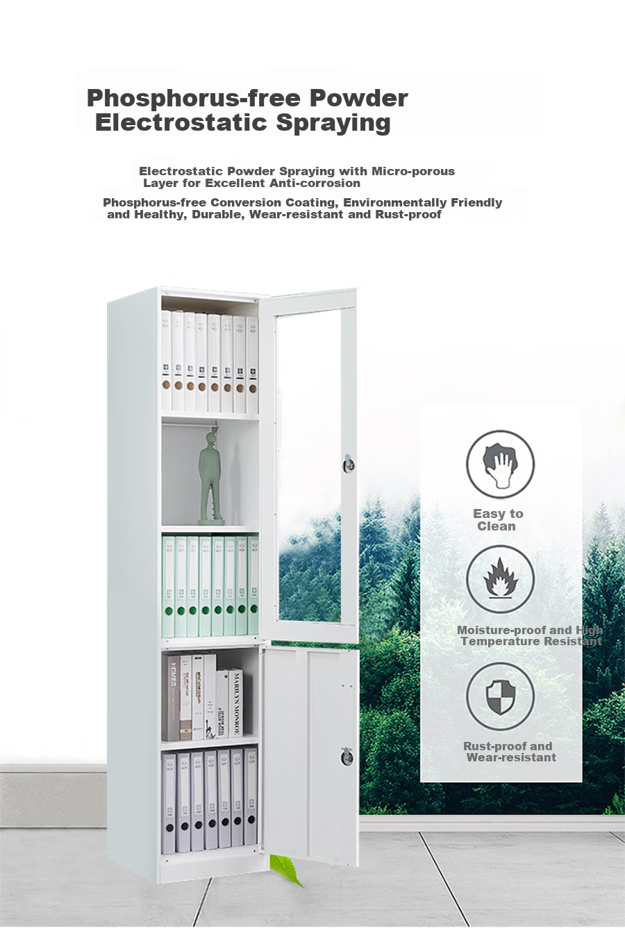 Ermai Filing Cabinet Storage Locker Office Organizer with Lock, Document Cabinet, Pure White Color, Narrow Edge Single Door Cabinet 4