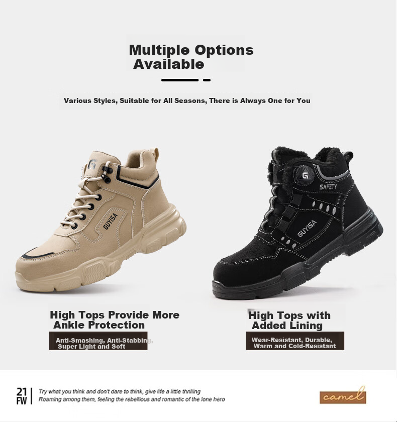 Fumeier Men's Winter High-Top Steel Toe Anti-Smash Anti-Puncture Ultra-Light Waterproof Safety Work Shoes 5031-1 Size 44 9