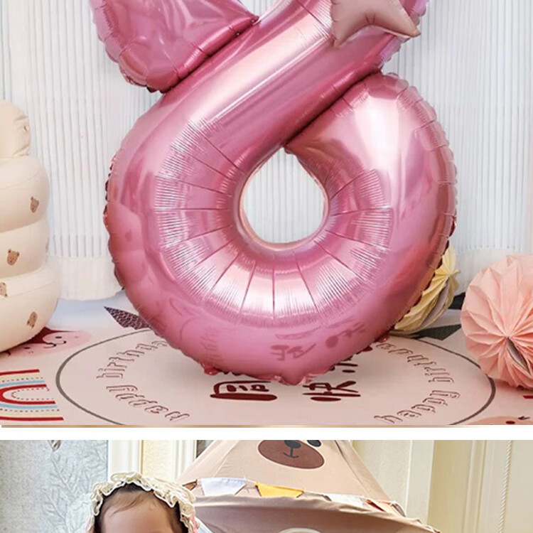Onizi Birthday Scene Setup Girl Birthday Props Atmosphere Boy Party Decoration Bowknot Number Balloons 7 5