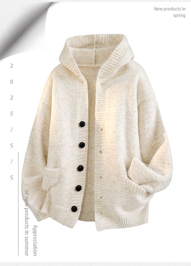 Homlean Lazy Style Hooded Cardigan Sweater Men Autumn Loose Casual Warm Knit Jacket HY07 Dark Gray 2XL 2