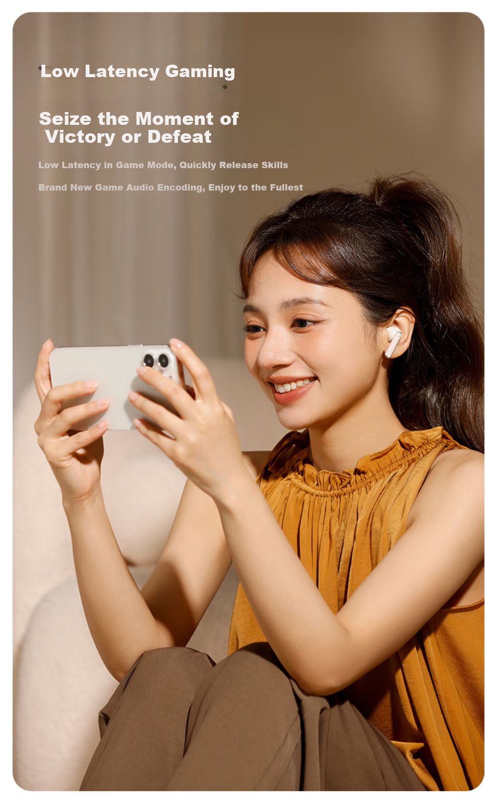 EARISE [Berlin Sound] Retro Camera Style Deep Noise Reduction Long Battery Life Semi-In True Wireless Bluetooth Earphones for Sports Running Q86 Skin Color 10