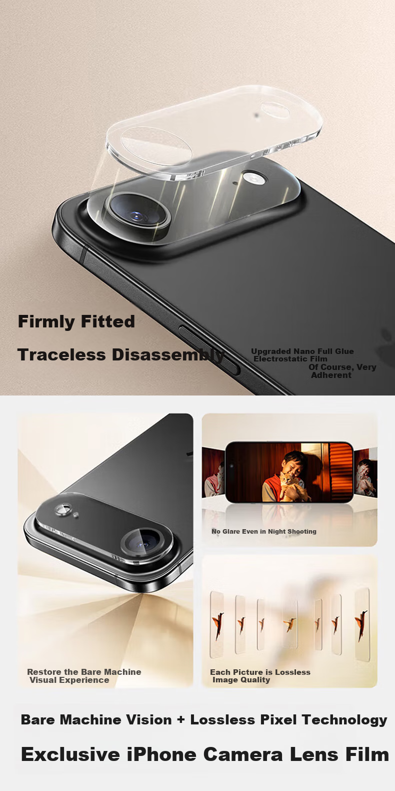 LLUNC [2-Pack] IPhone 17 Air Camera Lens Protector, Apple 17 Air Rear Camera Tempered Glass Film, Ultra-Clear Anti-Drop All-In Full Coverage Protective Film 4