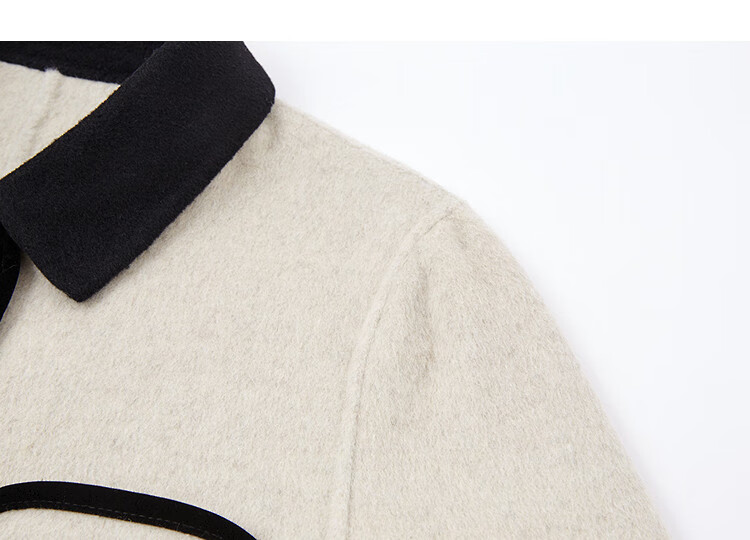 Demana Luxury Lightweight Double-Sided Wool Blend Winter Urban Elegant Color-Block Notched Lapel Loose Short Women's Coat 2