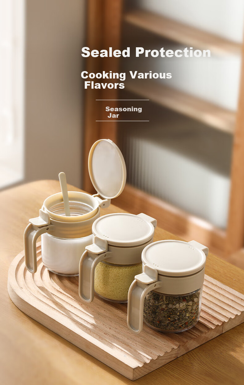 Scybe Glass Seasoning Jars, Airtight Moisture-Proof Spice Containers, Kitchen Condiment Bottles, Home Seasoning Vials, Laida 3-Piece Set 1