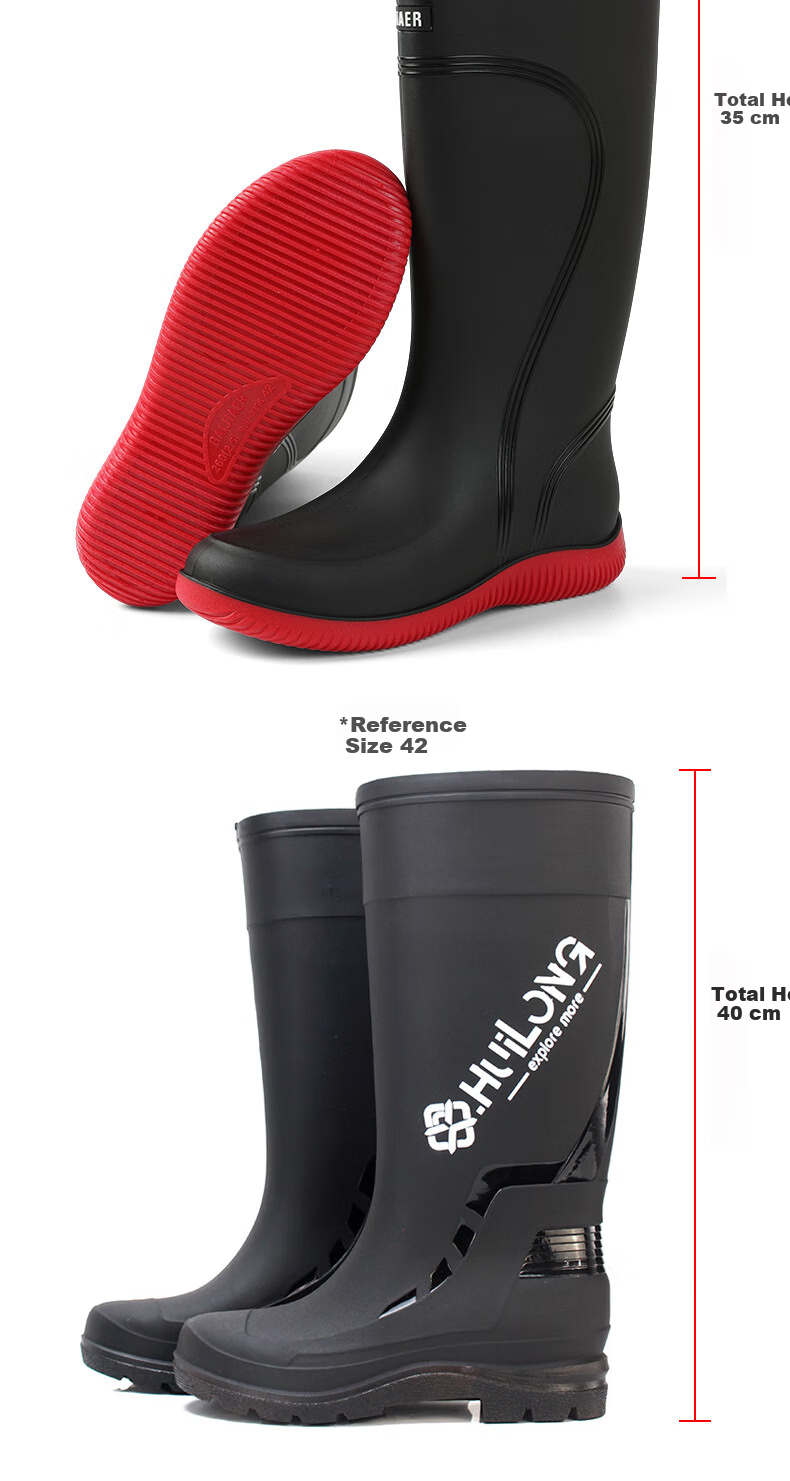 FOOTOPPO High-Top Rain Boots for Men, Non-Slip Waterproof Boots, Durable Overshoes, Outdoor Work Safety Water Shoes, Rubber Shoes for Me 13