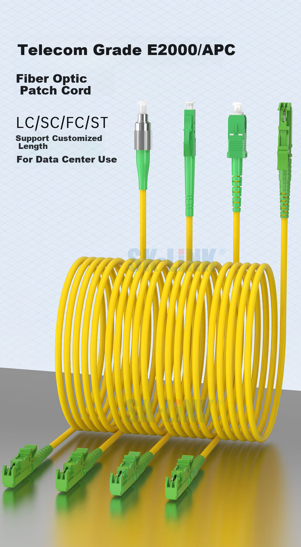 SK-LINK Fiber Optic Patch Cable, Single-Mode Single-Core Gigabit And 10 Gigabit E2000/APC Fiber Optic Cable, Low Smoke Zero Halogen, 1 Meter SK-TXSM 1