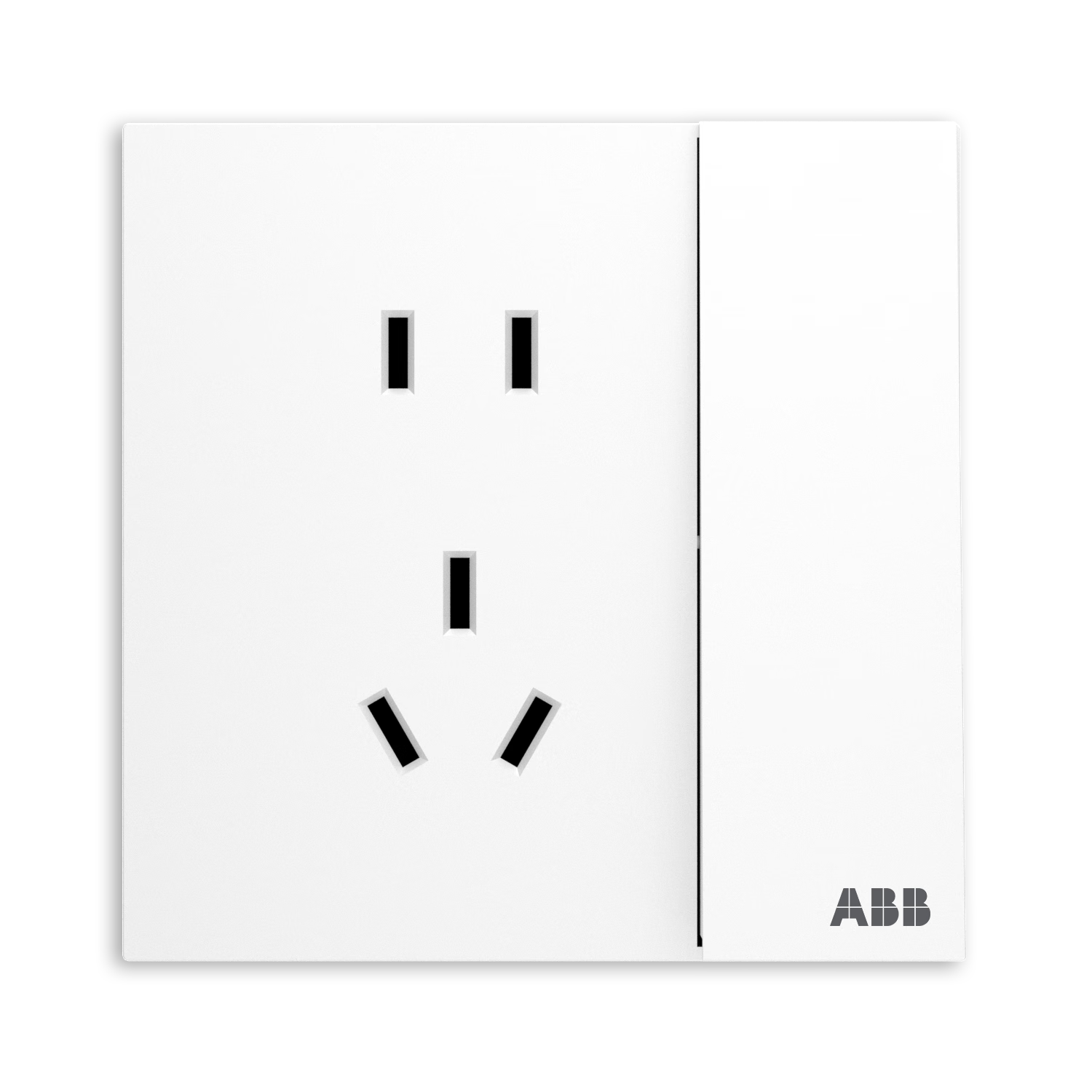 ABB Switch Socket Panel, Yingzhi Series White 86-Type 10A Five-Hole with Double Control Switch Socket CA211N