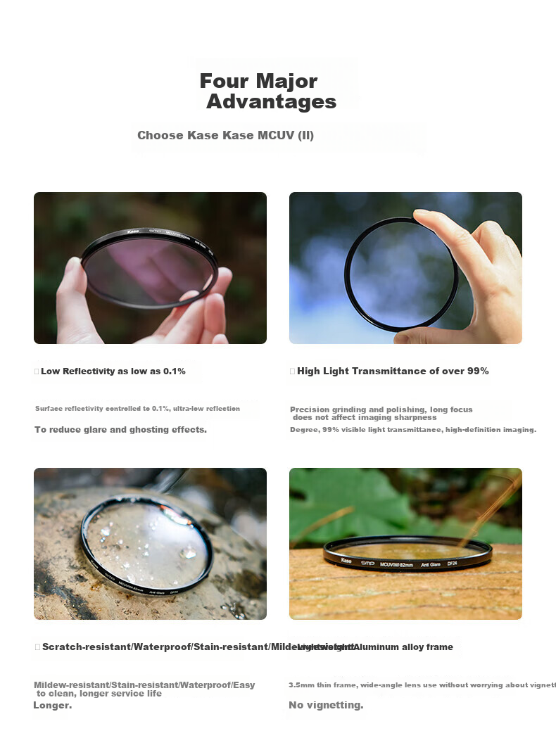 Kase UV Filter, Kase UV Filter, Third-Generation MCUV Filter, Anti-Ghosting, Anti-Glare, High Light Transmission, No Vignetting, Double-Sided Multi-Layer Coating, Scratch-Resistant Lens Protector, 39mm 5