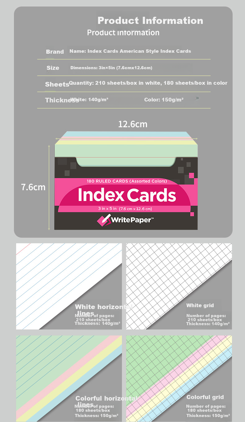 KAISA [Best-Selling Online] Four-Color Index Cards, 180 Sheets, Non-Sticky Office Cardstock, Sticky Notes, Colorful Vocabulary Cards, Memo Pads 2