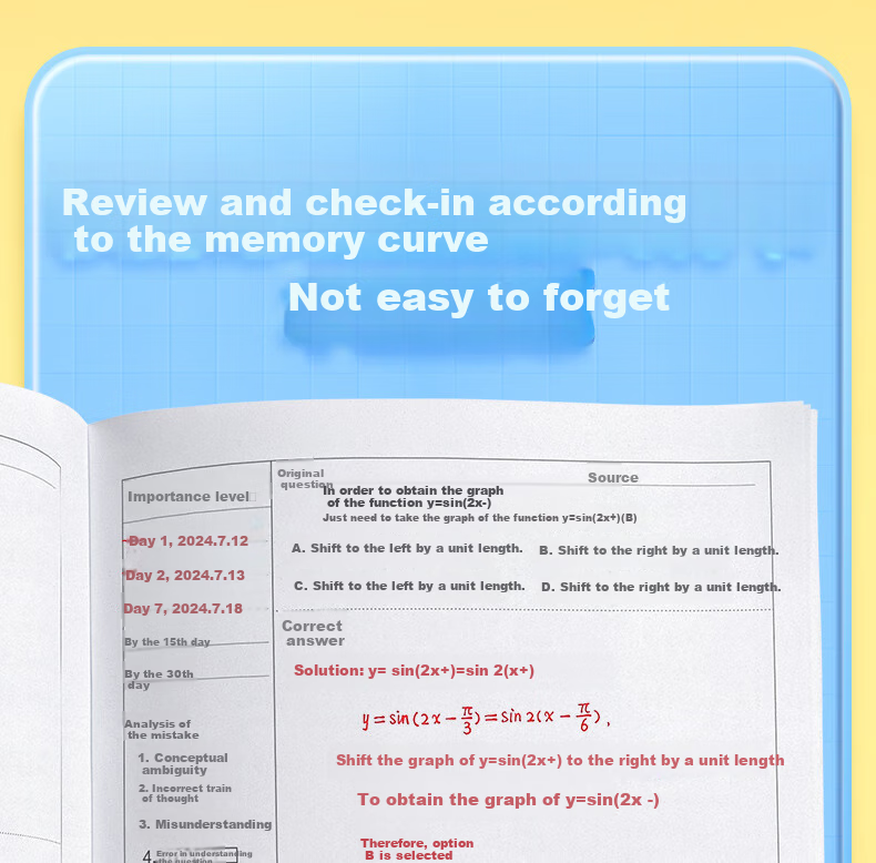Huaxiawanjuan Single B5 Political Error Book, Specialized Error Correction Notebook for Middle And High School Students, Error Practice Book, Review Notebook, Error Collection Organizer, Journal, Diary 8