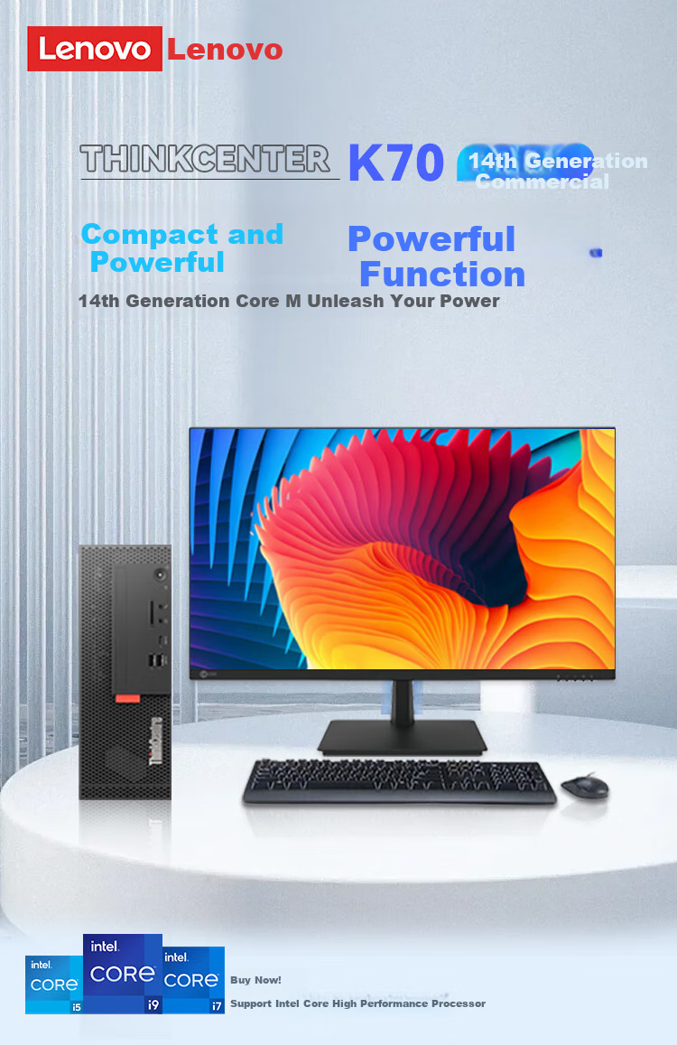 Lenovo ThinkCentre K70 Business Office High-Performance Desktop Computer (Core Ultra5 225, 16GB DDR5, 1TB, Office) 23.8-inch Complete Set 1
