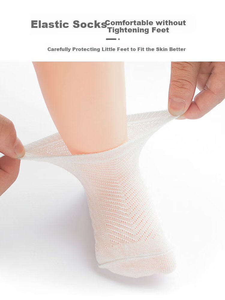 9I9 Baby Socks, Newborn Floor Socks, Mesh Fine Combed Cotton Socks, Loose-Top Breathable, 4 Pairs for Ages 1-3 6