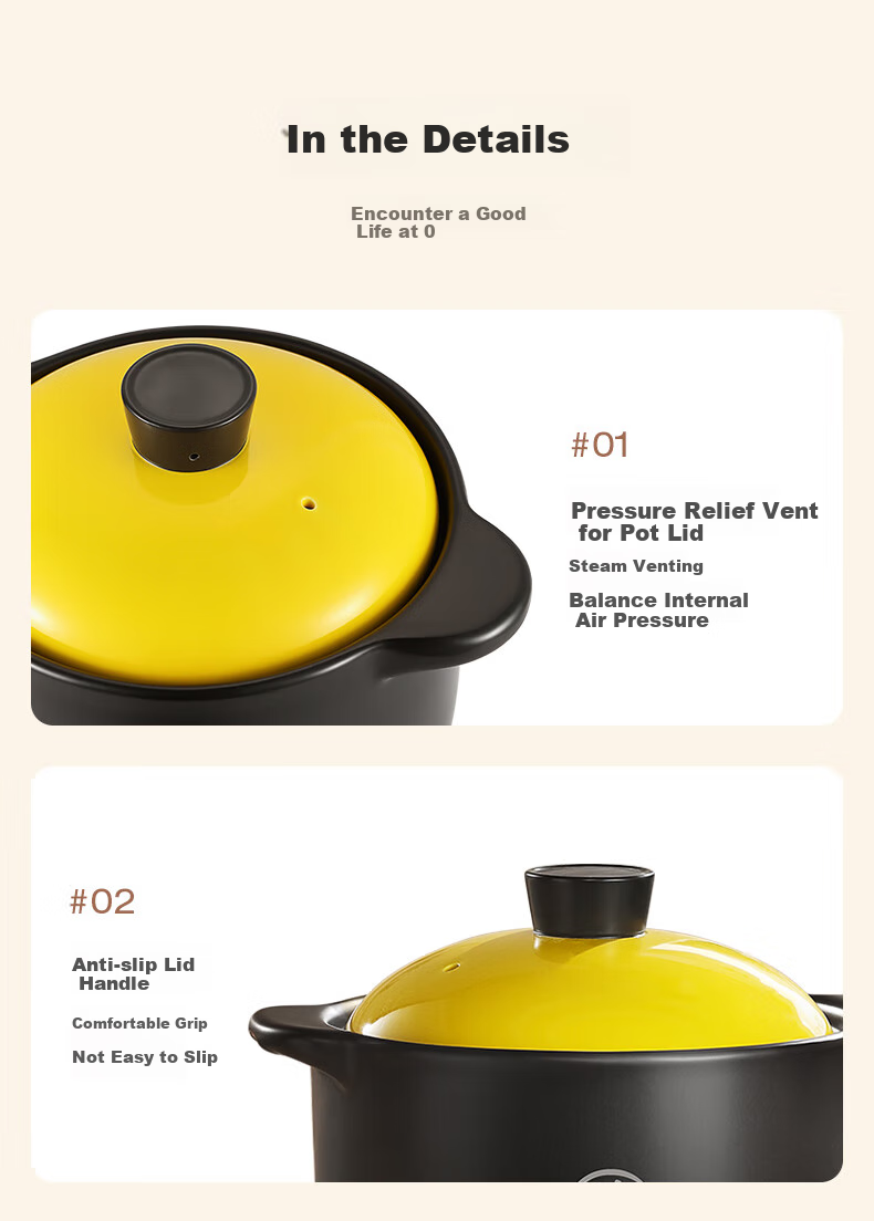 Royalstar Ceramic Casserole Pot for Soup, Heat-Resistant Dry-Burning Crack-Resistant Stew Pot for Home Use, Compatible with Gas And Open Flame Stoves, 6.8L Capacity 18