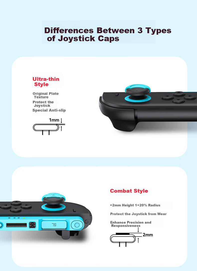 Xindeli Suitable for Nintendo Switch 2 Joy-Con, NS2 Controller Mushroom Head Protective Cover, NS Pro Button Anti-Slip Cap, JoyCon 2 Modification Repair, Second-Generation Hong Kong Version Game Console Accessory 5