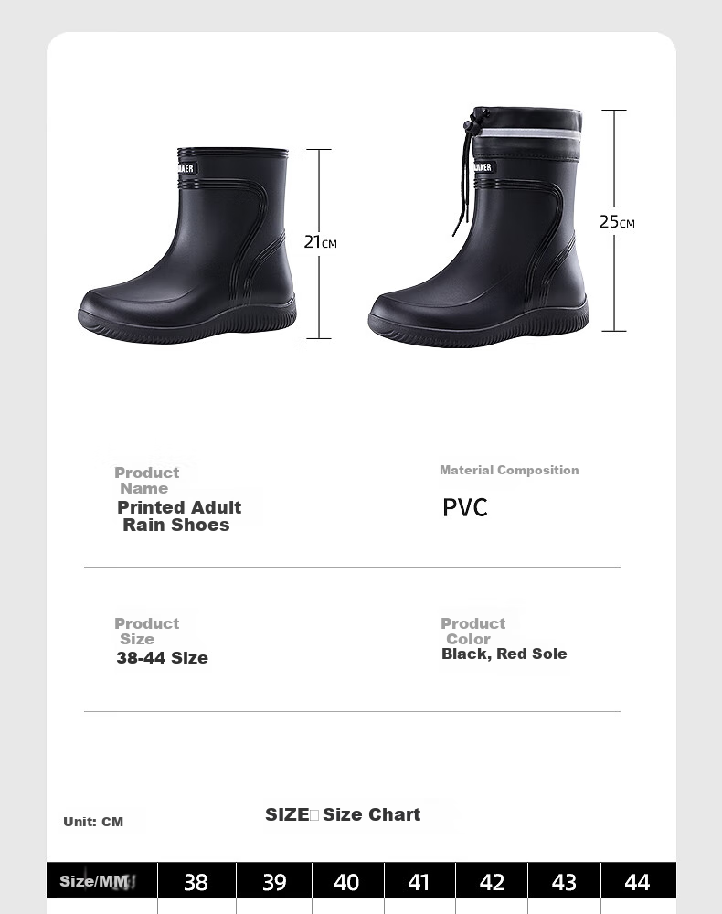 Beimei Men's Rain Boots, 2024 New Mid-Calf Style, Waterproof Shoes, Non-Slip Fishing Shoes for Delivery Riders 3