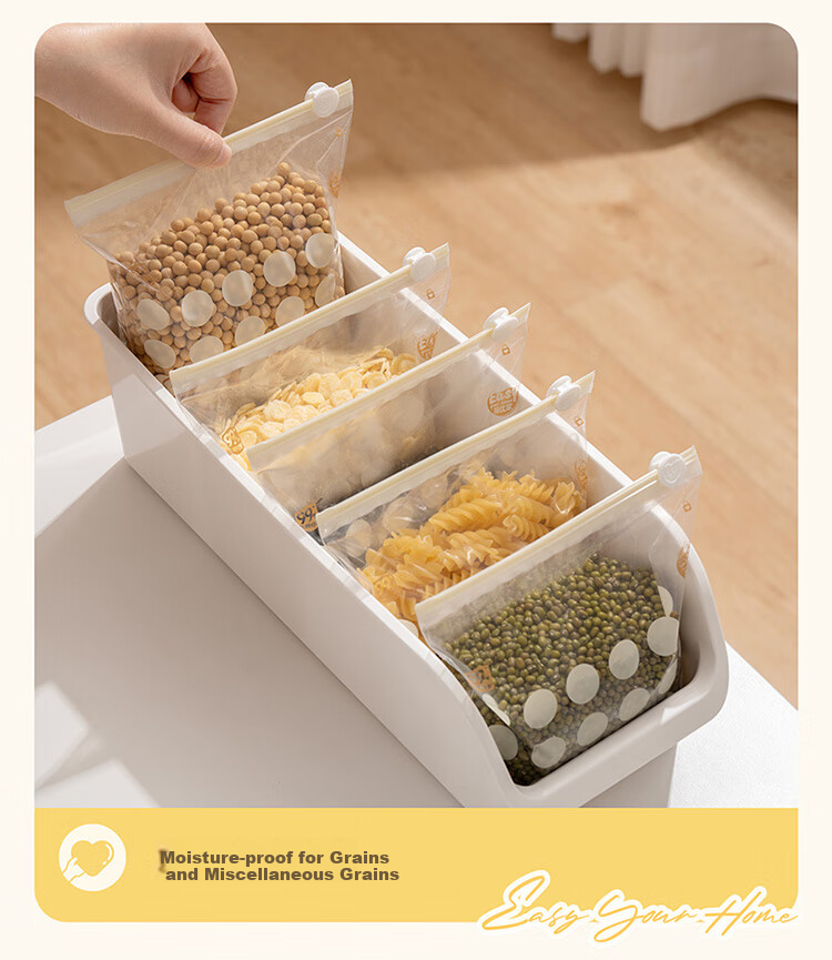 Easy Your Home Food Antibacterial Storage Bags with Zipper, Thickened Refrigerator Organizer Bags, Reusable Portion Bags, Small Size, 20 Pieces 17