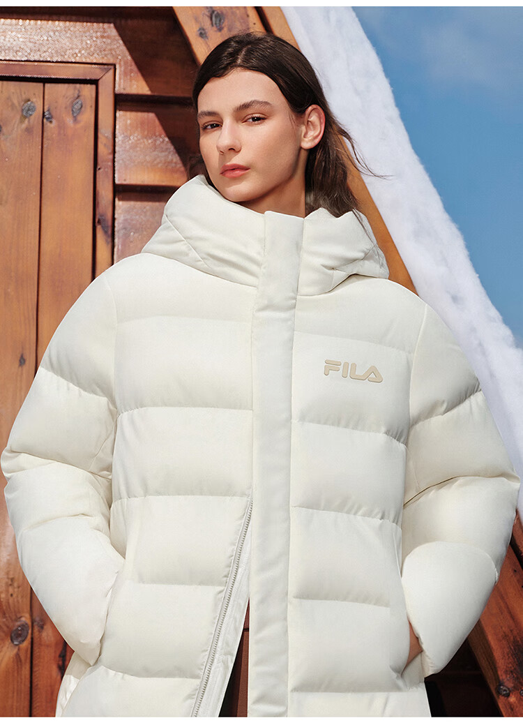FILAFILA Official RGB Long Down Jacket 2025 Winter Couples Hooded Cold-Resistant Warm Coat 10