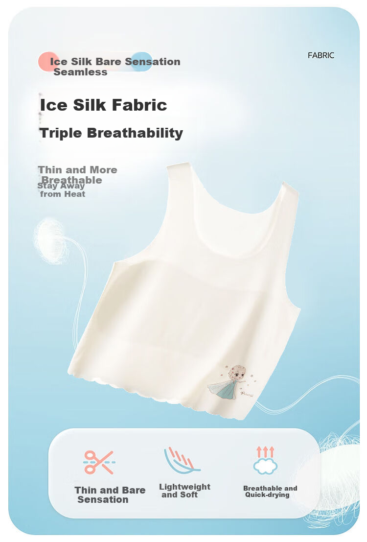 Dingguagua Girls' Underwear, Children's Puberty Stage One, Summer Ice Silk Thin Vest Bra for Elementary School Girls 3