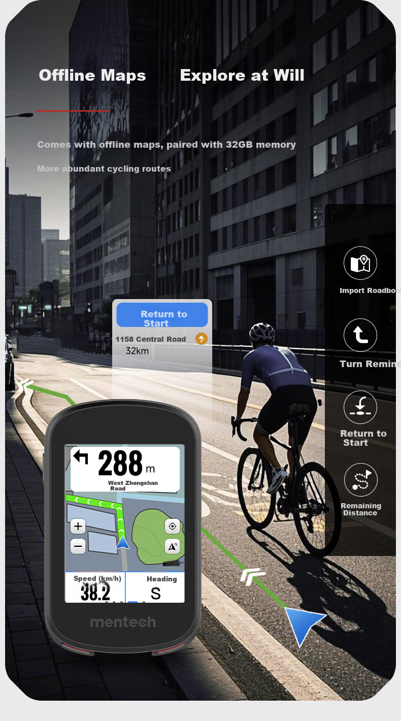 Mentech Avant700 Mountain And Road Bike Computer, GPS Smart Wireless Cycling Navigation, Obsidian Black 10