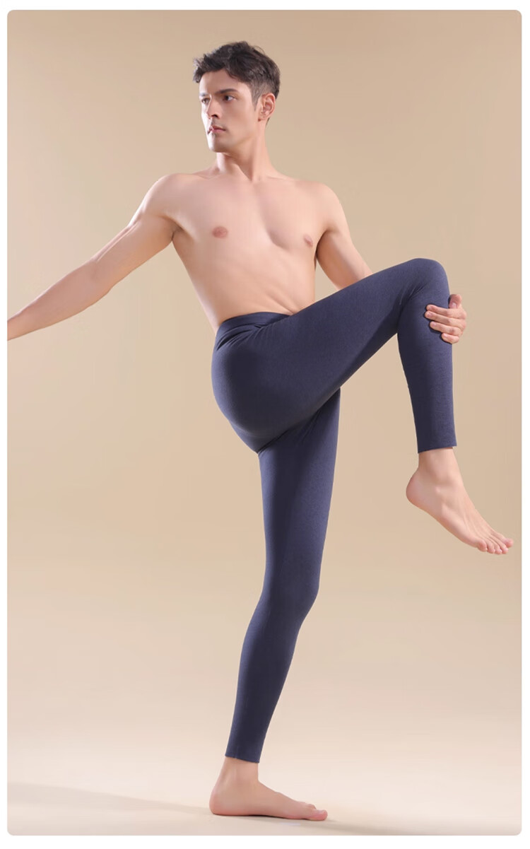 Yalu Men's Thermal Underwear 2-Pack Double-Sided Fleece Seamless Cotton Base Layer Pants Winter Warm Cotton-Lined Long Johns 4