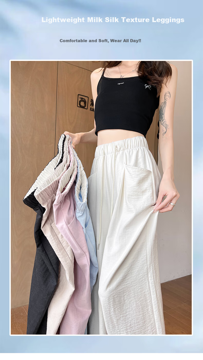 LangSha Lazy Wide-Leg Pants for Women, Spring/summer 2025, Milk Foam Yamamoto Pants, High-Waisted, Draping Casual Loose Straight-Leg Trousers for Wome 1