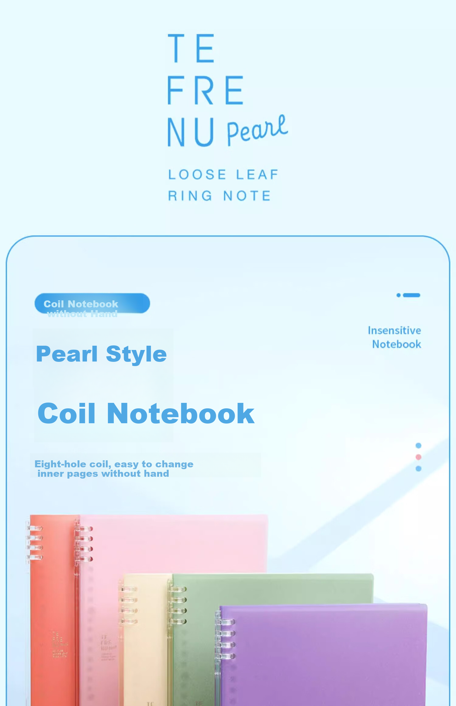 KINGJIM B5 Buckle Ring Pearl Color Notebook for Office And Students, Spiral Notebook, Loose-Leaf Notebook, Pearl Silver Gray, 9855TTE-GSRN 1