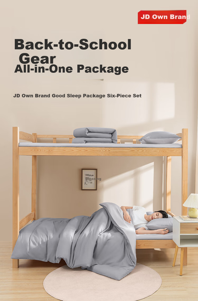 JD Original Comfortable Bedding Set for Students (6 Pieces: Three-Piece Set + Pillow Core + 3-Jin Quilt Core + 3-Jin Mattress Pad), Class A Skin-Friendly, Ready to Move In, Single Bed 0.9m 1