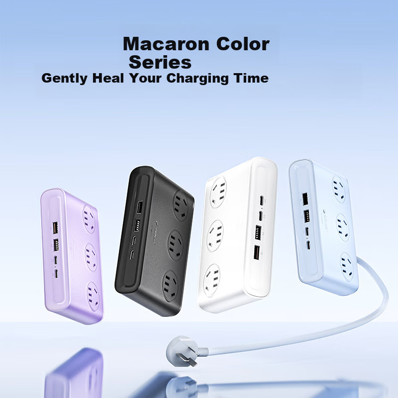 ORICO [Compatible with IPhone 18] Small Square Desktop Charging Station, Aesthetic Power Strip, USB Socket, Extension Cord, Home And Dormitory Use, Total Length 1.8 Meters, Purple