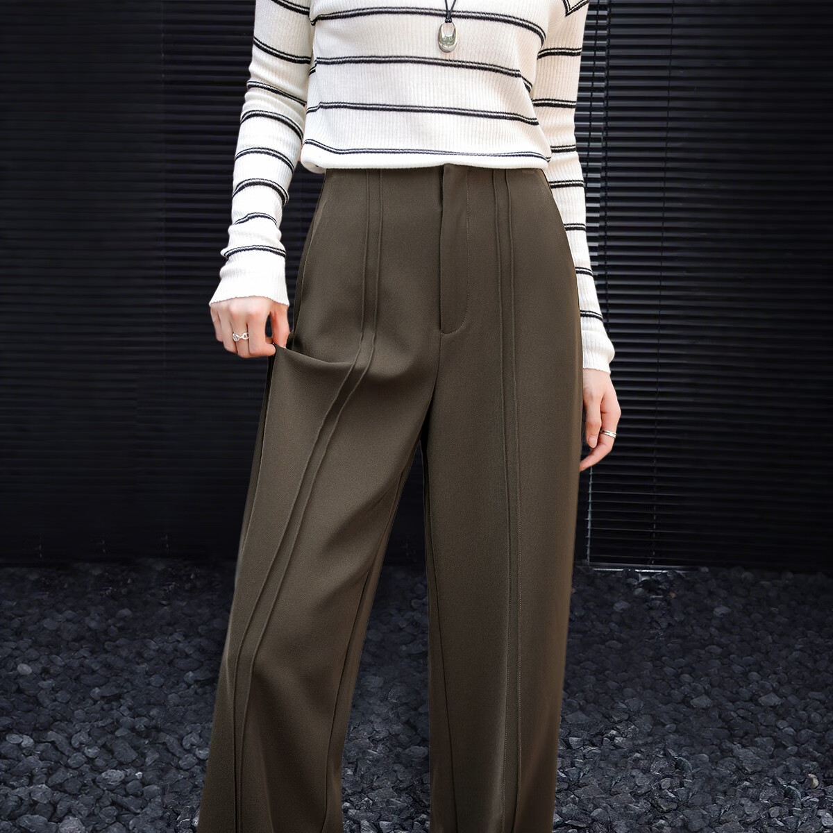 Dme [Wu Gan Liyou] Autumn Urban-Style Three-Dimensional Double-Lined Pencil Pants for Petite Women, Casual Trousers