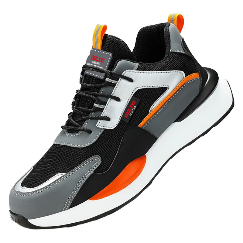 DELIXI ELECTRIC Men's Safety Shoes Superfiber Leather Plastic Toe Cap Anti-smash Anti-puncture Ultra-light Comfortable Non-slip Wear-resistant Breathable Work Safety Shoes