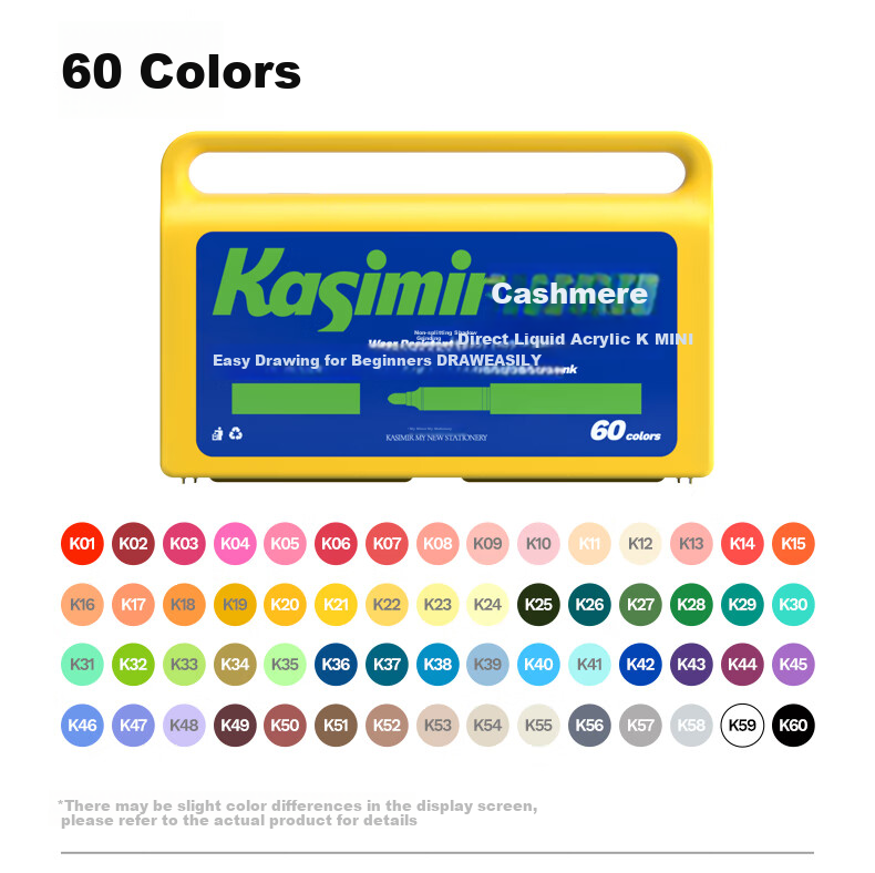 Kasimir 60-Color Mini Palette Acrylic Markers with Soft Tips, Non-Bleeding Paint Pens for Drawing, Watercolor, Birthday Gifts, Instant Photo Paper Doodling Pens 15