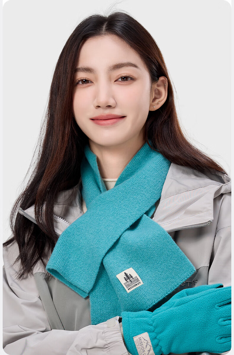 MISSION UV Pure Wool Small Scarf Women Autumn Winter Warm Neck Warmer Lightweight Outdoor Short Scarf 3