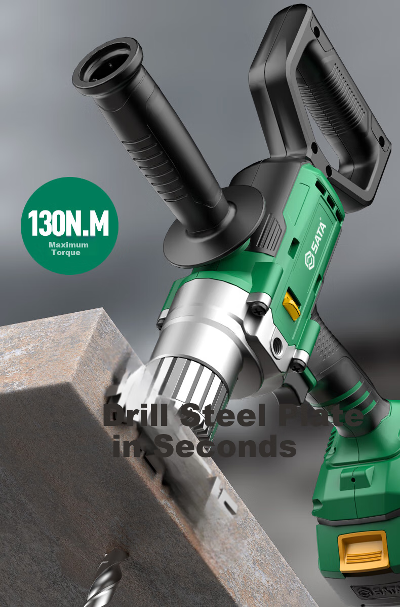 Shida SATA Brushless Air Drill Lithium Battery Drill High-Power Putty Mixer Cement Mortar Mixer D05718 6