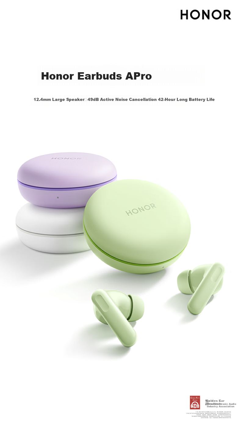HONOR Earbuds A Pro [Subsidies], Bluetooth Earphones, HONOR Headphones, Noise Reduction, High Sound Quality, Long Battery Life, Compatible with HONOR, Huawei, Xiaomi Phones, White 1