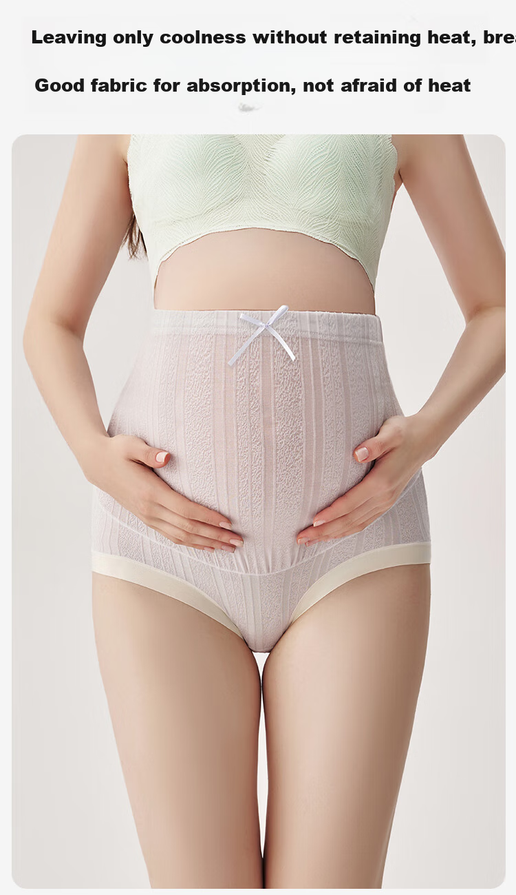 YEEHOO 10A Antibacterial Maternity High-Waist Belly Support Panties Mulberry Silk Extended Crotch Single Pair Mint Green 2XL 7
