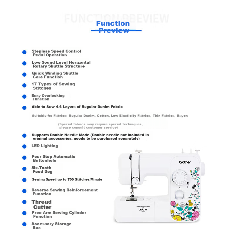 Brother JA007 Home Compact Mini Electric Multi-Function Sewing Machine with Simple Lockstitch And Buttonhole Self-Operated Flagship Store 2