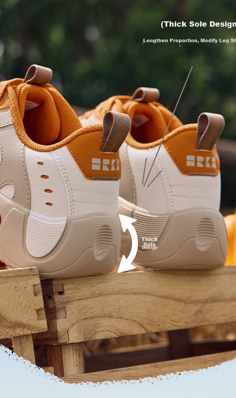 ERKE Men's Casual Sneakers Versatile Classic Trendy Patchwork Sports Shoes [Pumpkin Shoes] 12