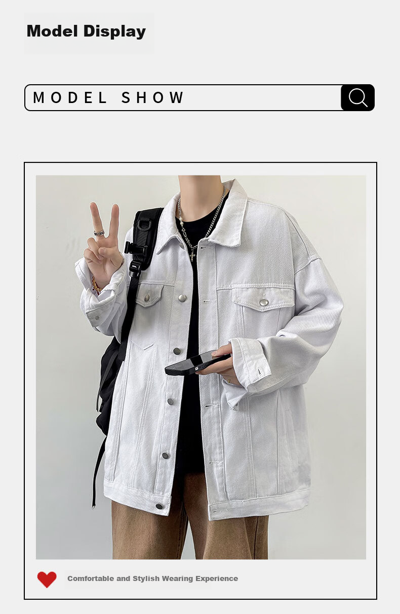 Dingfengbaoluo Casual Workwear Denim Jacket for Men, Spring Season Loose Fit Retro Lapel Versatile Coat HL38 Black L 4