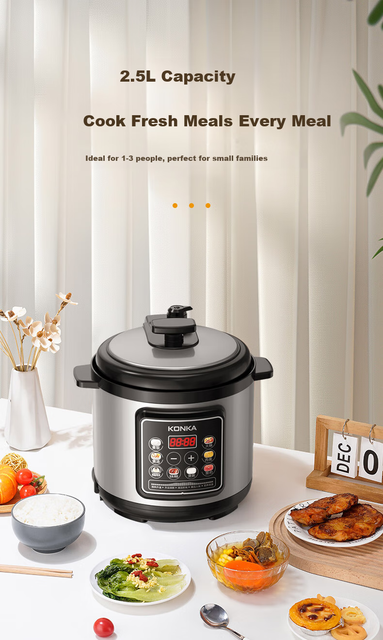KONKA Electric Pressure Cooker, 5L Multi-Functional Household High-Pressure Cooker with Non-Stick Inner Pot, Smart Reservation Pressure Cooker KYLG-5006E 7