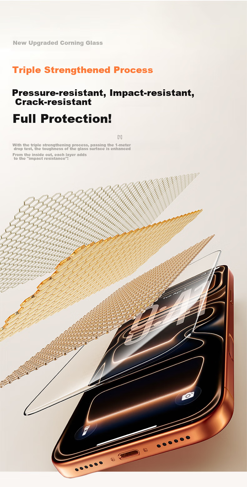 Baseus [3D Heat-Bent Corning Original Film | Full Coverage] Tempered Glass Screen Protector for Apple IPhone 15 Pro Max, High Definition Anti-Fingerprint Drop Protection Film 11