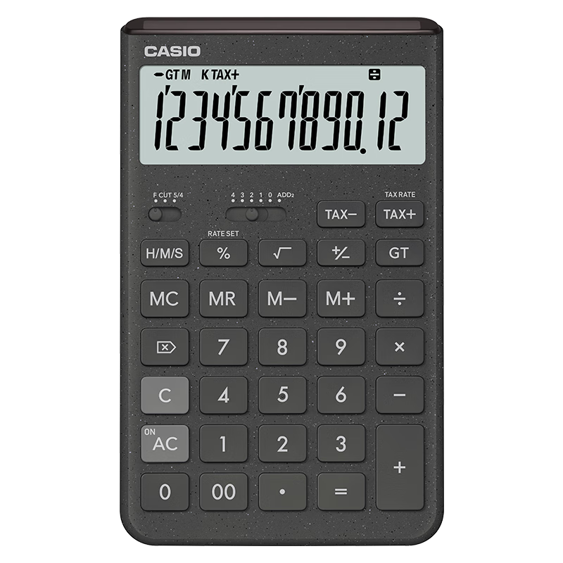 CASIO Innovative Calculator with Extra Large Display, Solar Panel, Eco-friendly Material, Desktop Office Financial Use, Black-Grey JT-200T