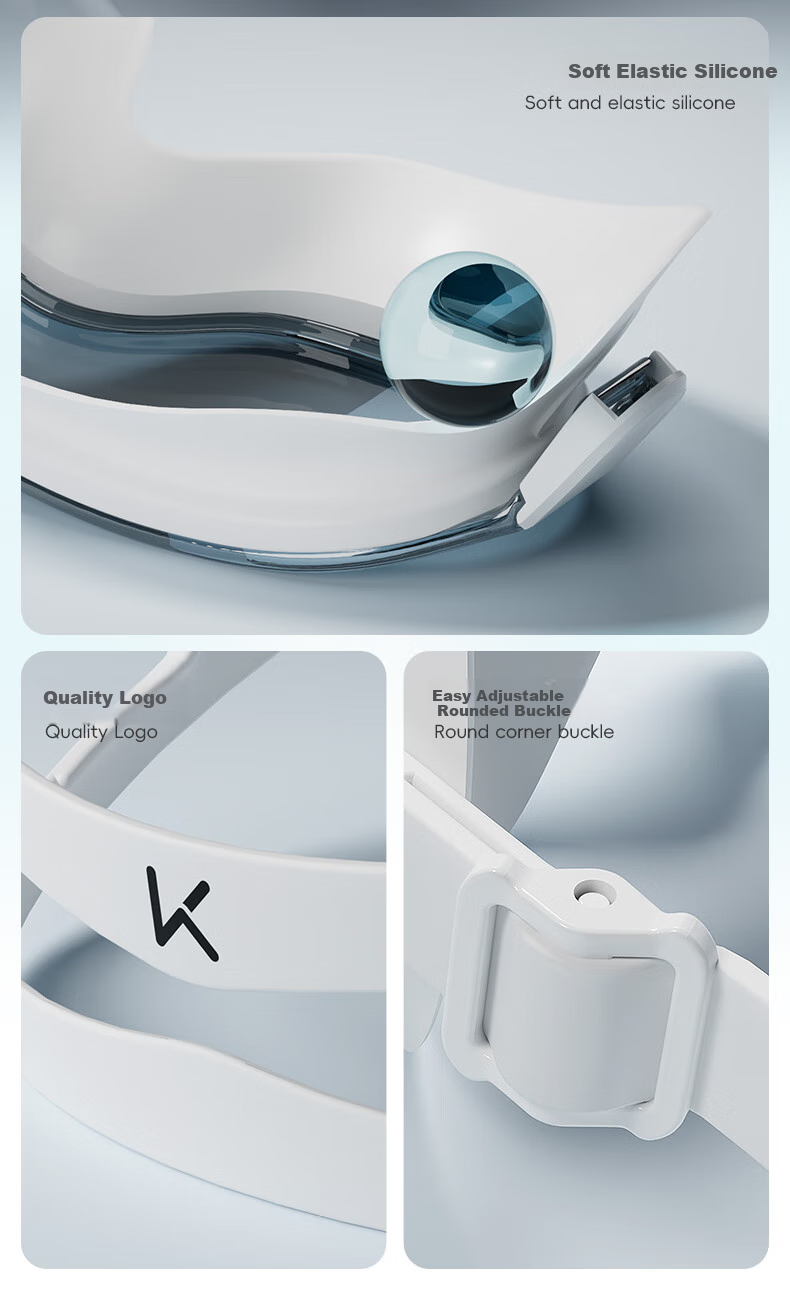 Keep Swimming Goggles for Men And Women, Waterproof Anti-Fog High-Definition Large Frame Clear Lens Swim Glasses Diving 059 White Myopia -5.00 Diopters 8